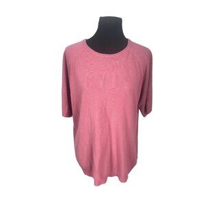Designers Original Woman Luxelon Size 2X Rose Pink Short Sleeve‎ Sweater